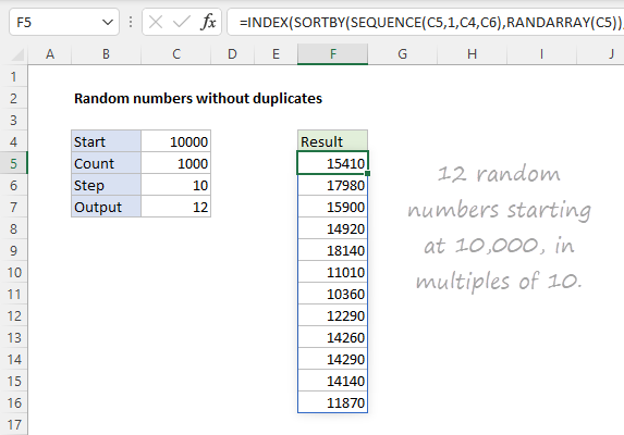 Formula to generate unique random numbers