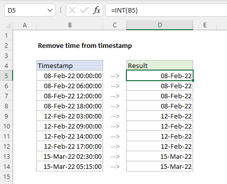 Removing time from dates with the INT function