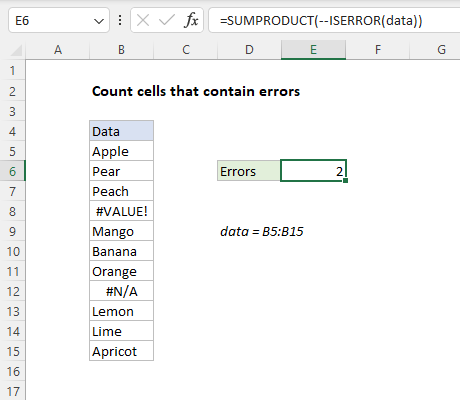 How to count errors with a formula