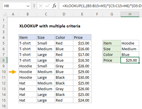 XLOOKUP with multiple criteria and Boolean logic