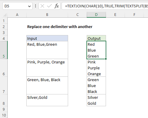 How to replace one delimiter with another