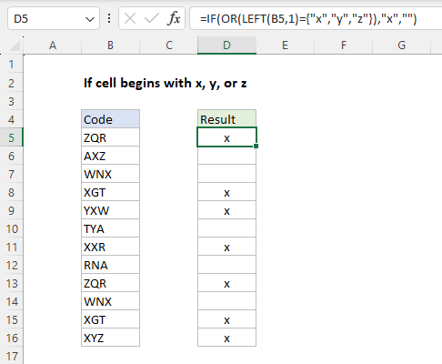 Formula for if cell begins with x, y, or z