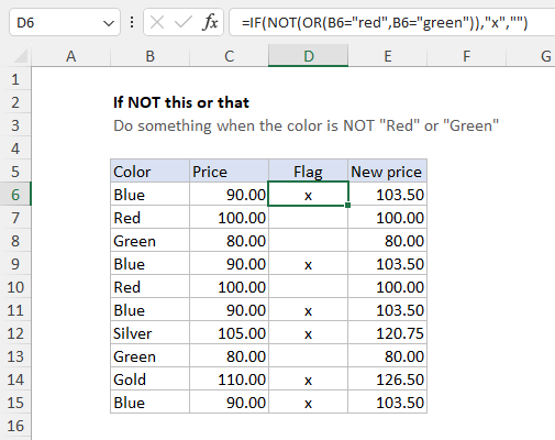 Excel formula example - If NOT this or that