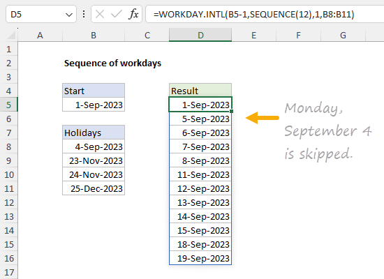 List workdays only with SEQUENCE and WORKDAY.INTL