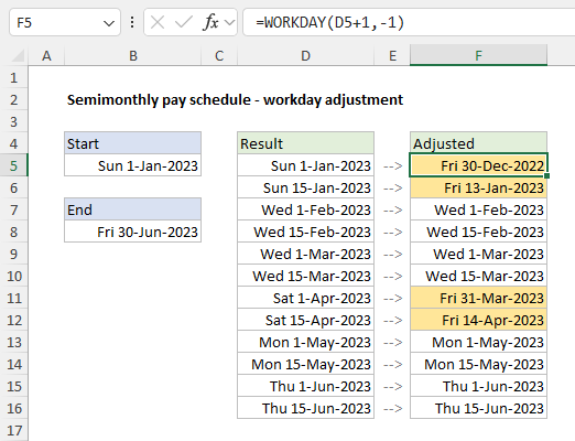 Using WORKDAY to move back to the previous work day as needed