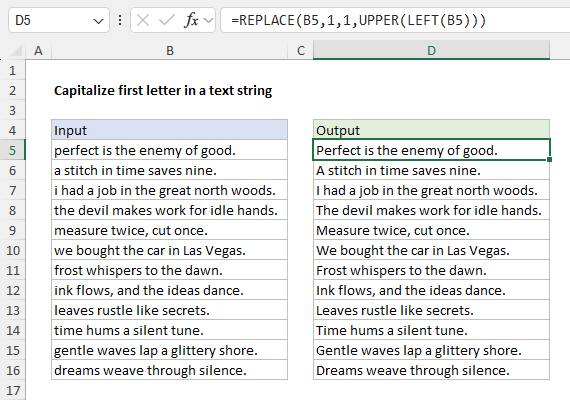 How to capitalize the first letter with a formula