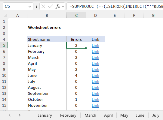 Counting errors in all worksheets