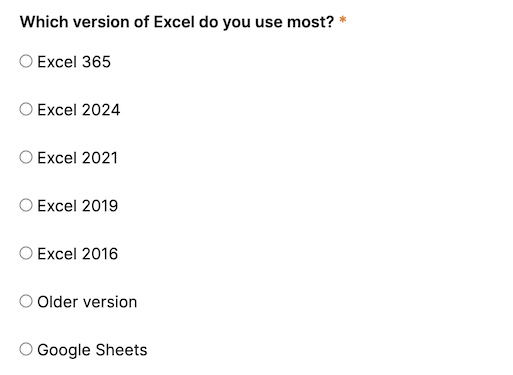 Excel version survey