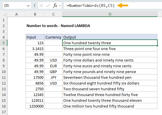 Spelling out numbers with a custom formula